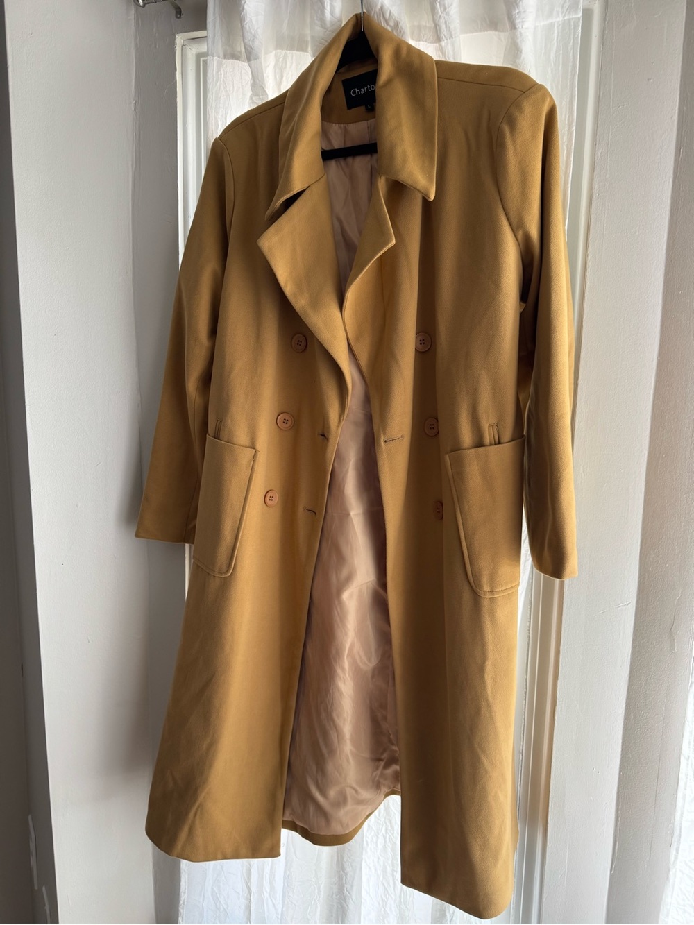 Double-Breasted Mustard Trench Coat